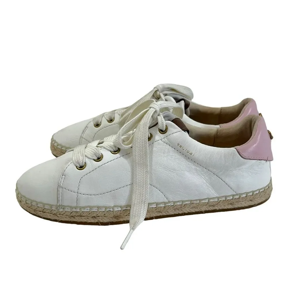 Coach C101 Low Top Espadrille Sneakers in White & Petal